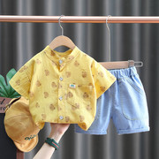 男童短袖套装夏季20241一2-3岁男宝宝，两件套儿童夏装网红童装