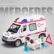 救护车警车合金玩具双层巴士车模挖掘机儿童声，光男孩消防模型车