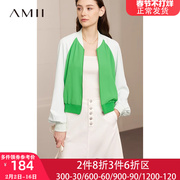 amii小香风棒球服外套女春装，2024年潮原宿风短款夹克上衣女士
