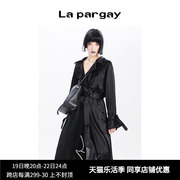 lapargay纳帕佳春季女装，黑色上衣外套，个性时尚长袖宽松长风衣