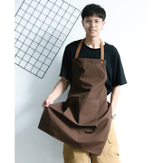 帆布围裙定制logo印字餐饮专用防水工作服，男女家用厨房奶茶咖啡店