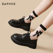 达芙妮Daphne ~黑色小皮鞋女鞋2023年秋季乐福鞋真皮平底单鞋