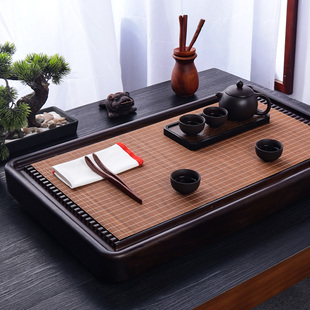 小尺寸竹茶席窄桌旗茶盘垫，禅意竹垫复古茶垫新中式日式古典茶桌布