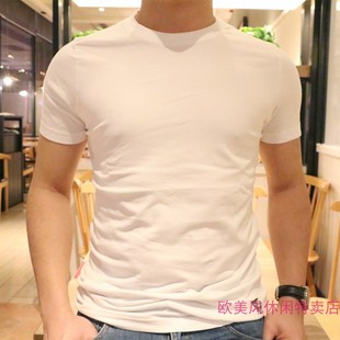 夏款abercrombie全棉af短袖白色，t恤男士，圆领打底半袖简约