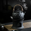 石魂火山石煮茶烧水壶中式煮茶器套装酒精煮茶炉户外小火炉提梁壶
