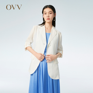 OVV春夏女装半透明薄纱时尚休闲西服外套