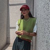 韩国短款圆领无袖麻花纹针织，马甲背心通勤羊毛套头纯色绿色