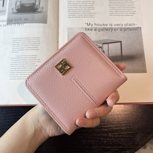 韩版小钱包女士短款薄款时尚软皮夹，两折搭扣多卡位卡包零钱硬币包