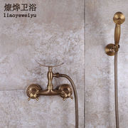 卫浴仿古淋浴花洒，套装浴缸水头，欧式冷热青花瓷简易淋浴器全铜