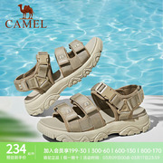 骆驼男鞋凉鞋户外运动，凉鞋款夏季厚底魔术贴休闲沙滩鞋子
