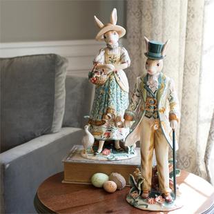 方亚代工Fitz and Floyd美式乡村陶瓷兔子摆件兔先生兔太太外贸