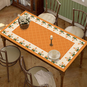 奶油风橘色田园桌布皮革，桌垫防水防油餐桌隔热垫书桌垫茶几垫台布