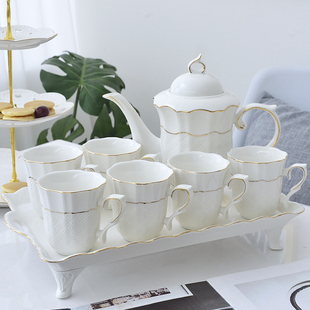 陶瓷水具套装简约客厅水杯，欧式下午茶壶套装，家用耐热水壶水杯茶杯