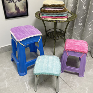 椅垫坐垫幼儿园宝宝学生小圆凳，方凳子(方凳子，)椅子坐垫防滑冬季毛绒家用冬