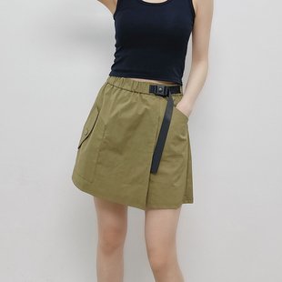 露营工装裙裤女夏薄款2024军绿色休闲小个子，高腰显瘦山系短裤