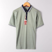 品牌绿色短袖t恤男75.7莱赛尔24.3棉，舒适翻领夏季合体