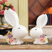 结婚礼物房间装饰品卧室小摆设个性客厅创意，家居兔子摆件现代简约