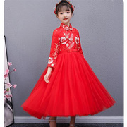 女童礼服公主裙主持人花童女孩，裙子钢琴走秀演出服冬季洋气连衣裙