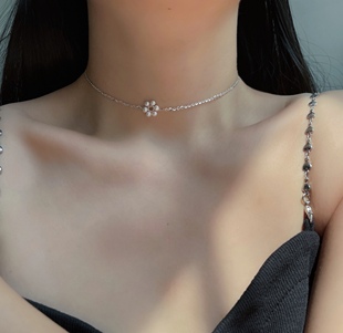 原创s925纯银天然淡水珍珠项链，复古珍珠颈链，锁骨链可调节精致女