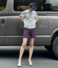 左手日记夏新紫色短裤简约风休闲短裤热裤女宽松弹力短裤显瘦薄款
