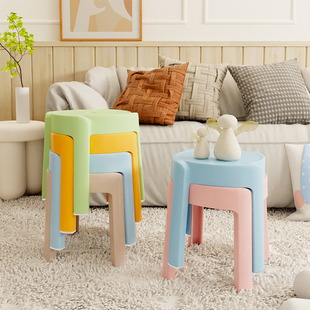 现代简约儿童塑料小凳子，家用客厅矮凳，小型板凳出租房大人坐的圆凳