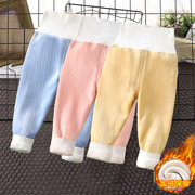 婴儿春季保暖裤6-12月男女，宝裤子外穿宝宝，薄绒一体绒秋裤打底加绒