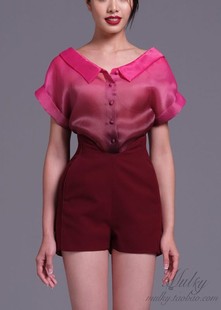 泰国设计师品牌Poem24春节情人节系列欧根纱衬衫上衣短裤