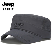 jeep吉普男士平顶帽，夏季网眼遮阳鸭舌帽户外防晒休闲帽中老年帽子