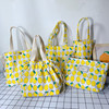 日韩柠檬小方包帆布包拉链植物，手提包方形化妆包，便当包手拎包女包