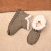 羊皮毛一体雪地靴女2024冬季短靴子加绒保暖平底棉鞋面包鞋子