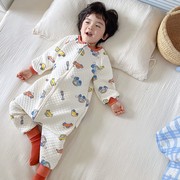 一岁宝宝睡袋秋冬连体睡衣男女宝2023婴儿分腿防踢被四季通用