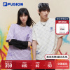 FILA FUSION斐乐潮牌情侣款老花短袖T2024春新纯棉情人节T恤男女