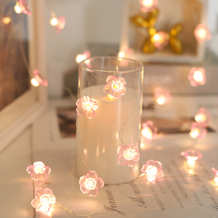 樱花铜线灯串浪漫表白场景布置背景墙，卧室太阳能花朵装扮礼盒彩灯