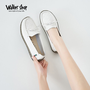Walker Shop豆豆鞋女单鞋2024年春一脚蹬女鞋休闲舒适百搭平底鞋