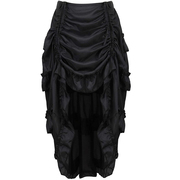 黑色蒸汽维多利亚哥特式复古朋克褶皱，长裙前短后长，宽松演出裙cos