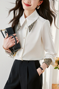 法式尖领白色衬衫女高级感时髦洋气雪纺，长袖上衣春装2024