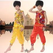 男童印度舞表演服装儿童民族，舞蹈演出服幼儿新疆舞，灯笼裤打鼓服装