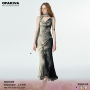 OfAkiva“VENUS的三角洲”光感人体荡领连衣裙无袖吊带裙