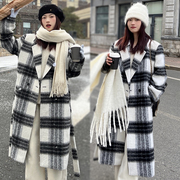 冬季韩系长款格子呢子，大衣女毛呢外套小个子高级感气质外套潮