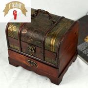 古典木质带锁首饰盒，梳妆盒仿古复古木制收纳盒百宝盒创意礼物
