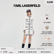karllagerfeld卡尔拉格，斐春夏款撞色羊毛小香风，长袖针织连衣裙