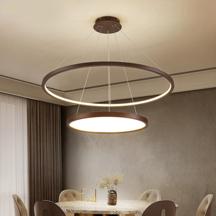 新中式餐厅吊灯现代简约创意大气客厅LED灯中国风圆环餐桌茶室灯