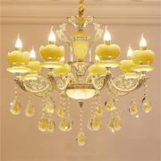 欧式吊灯玉石水晶具烛灯客厅，餐厅灯饰r卧室锌灯金合蜡后