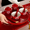 敬茶杯子结婚喜碗改口红色一对茶具筷杯子，婚礼敬酒陪嫁套装用品