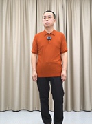 精纺打底60支针织衫，男纯羊毛翻领普洛克99经典橘色半袖羊毛衫