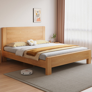 实木床双人床主卧家用1.5m大床出租房用单人床，工厂榻榻米床架