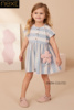 英国Next女童蓝白条纹短袖连衣裙纯棉裙子N13-204