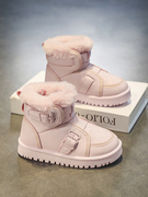 女童雪地靴冬季2023加绒加厚儿童靴子中大童厚底防水女款棉鞋
