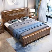 胡桃木实木床1.8米大床现代简约a卧室1.5米双人床，加厚储物工厂直