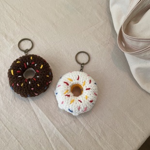 onebluenook丨纯手工毛线，编织巧克力奶油，甜甜圈钥匙扣包包挂件